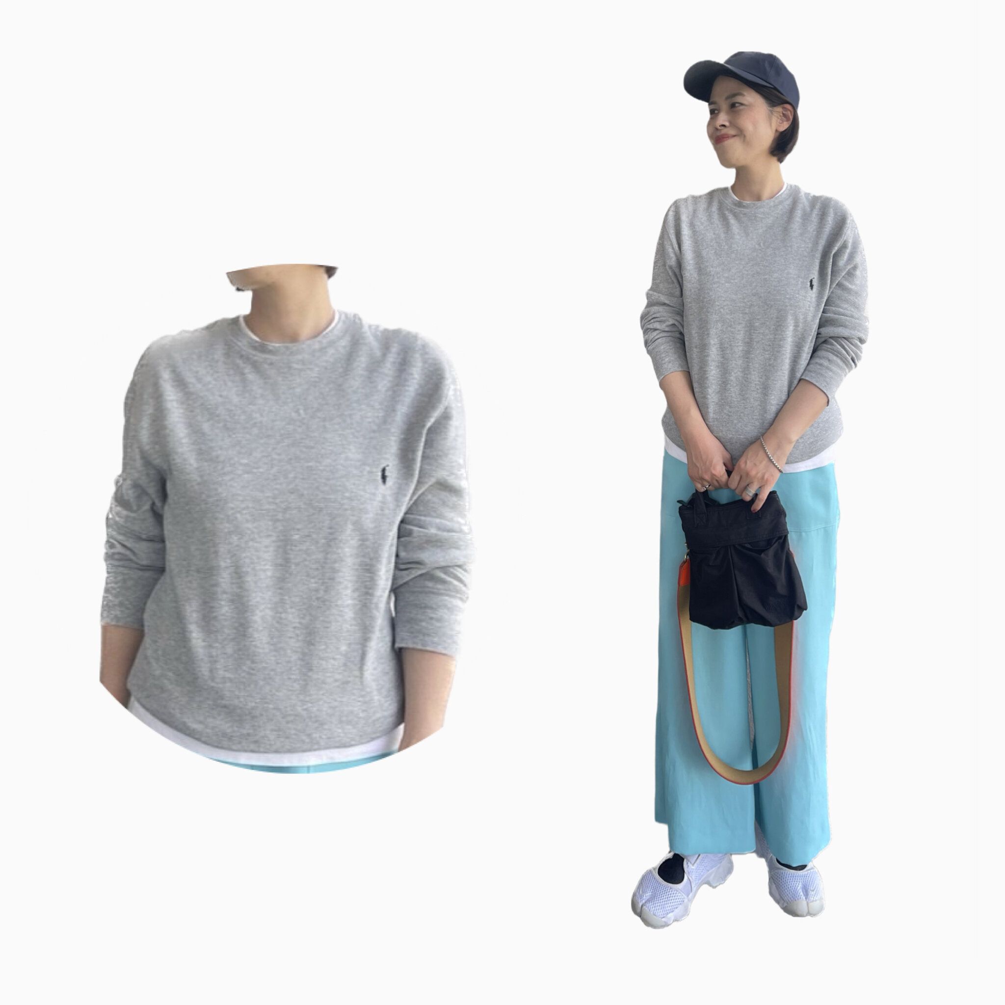 老け見えライトグレーコーデ