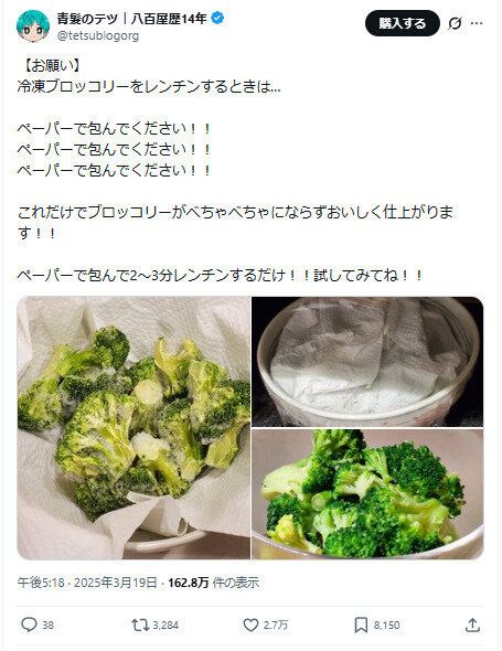 冷凍ブロッコリー解凍