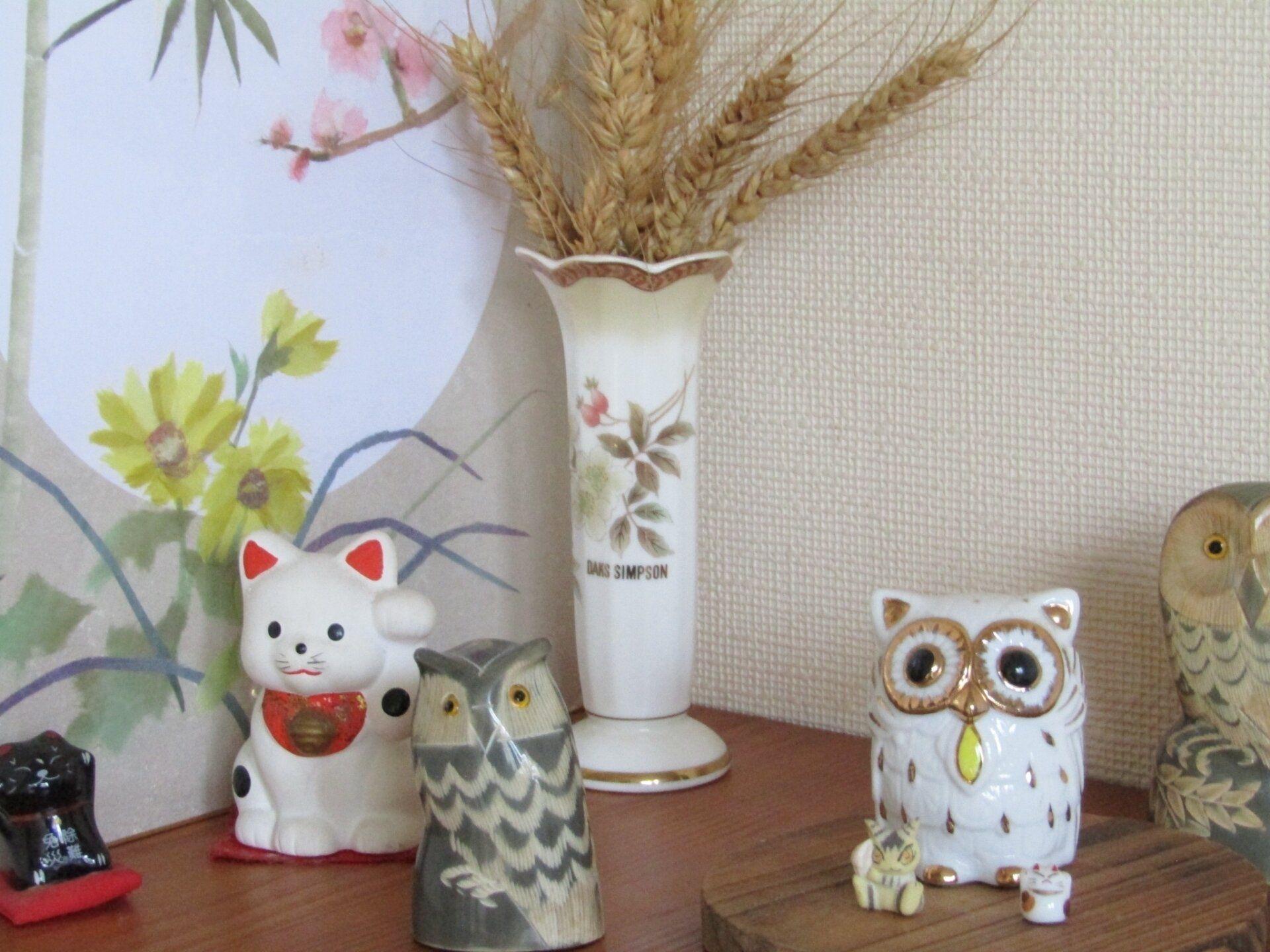 ふくろう・猫・置物
