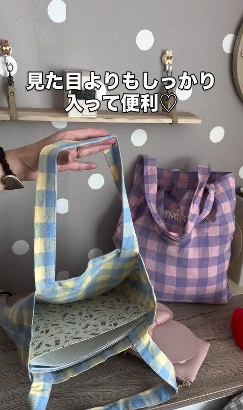 見た目以上にたっぷり入る!「トートバッグギンガムチェック」