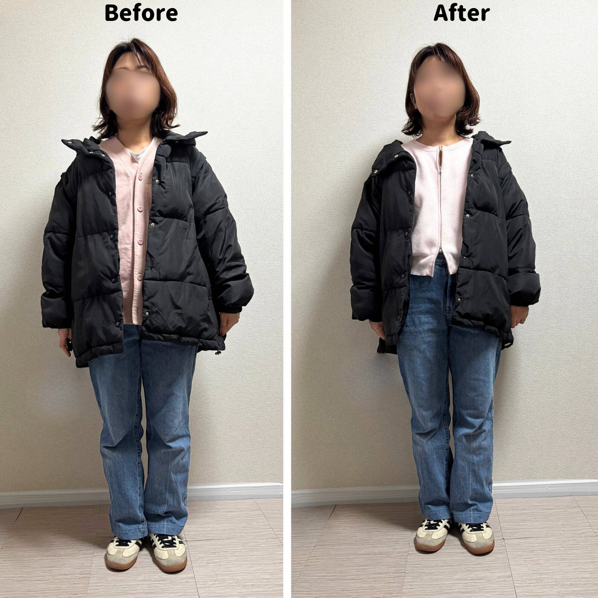 トップスを短くしたときのBEFORE→AFTER