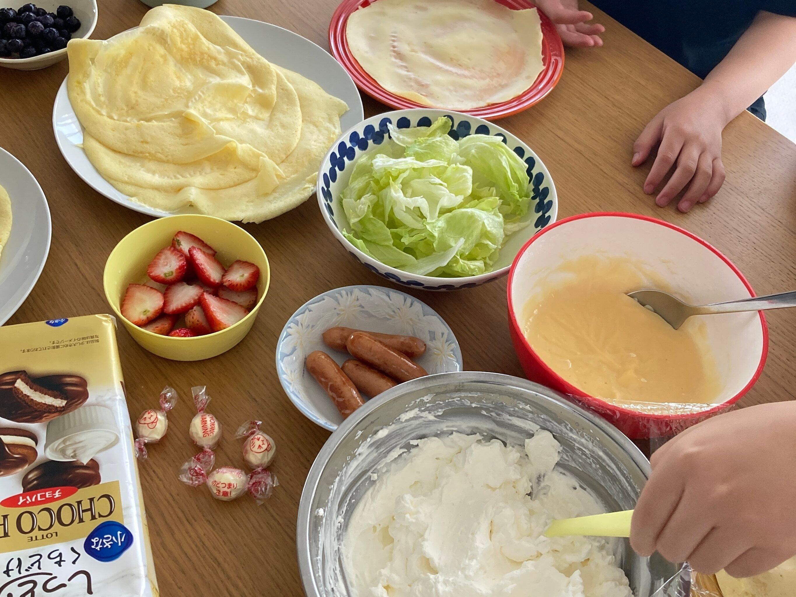 手作りカスタードでクレープ