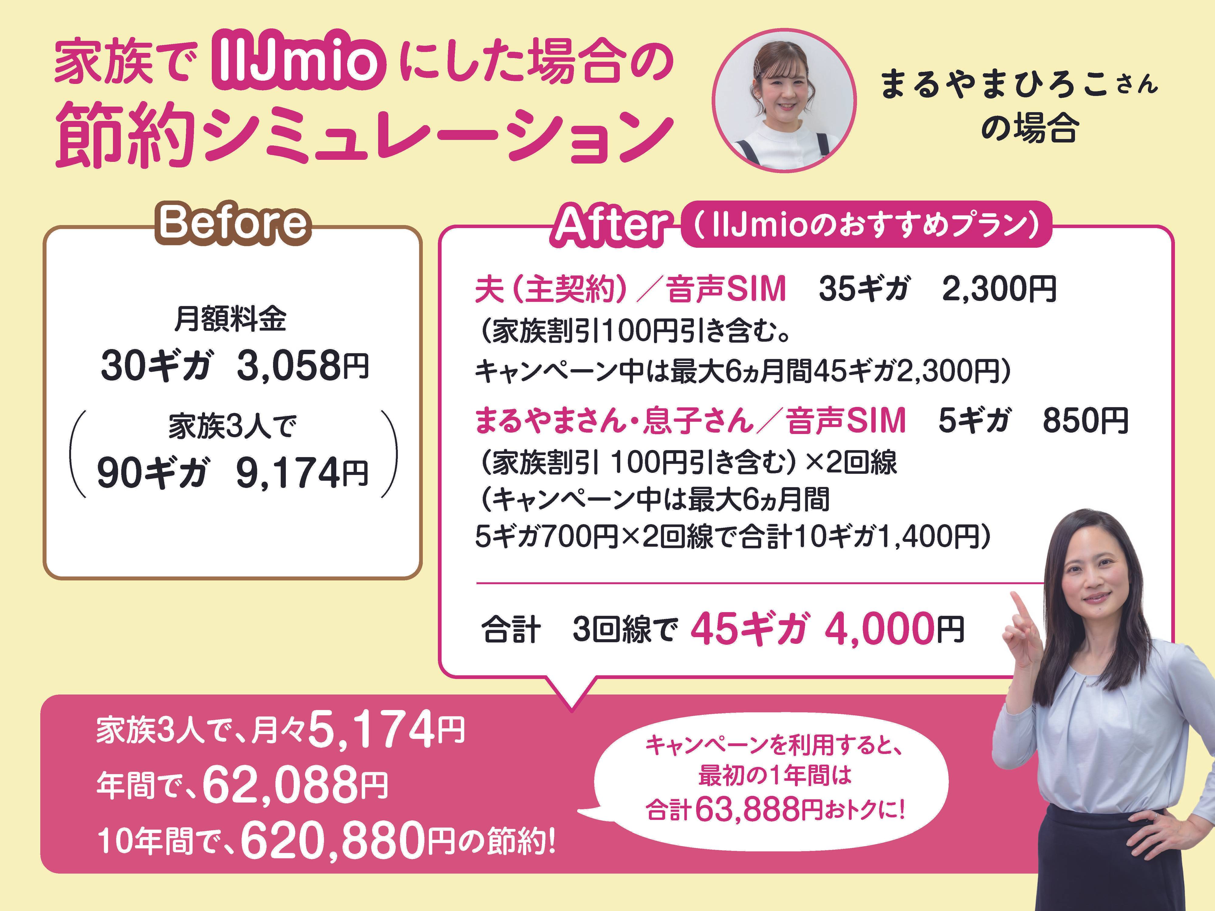 節約シミュレーション まるやまひろこさん