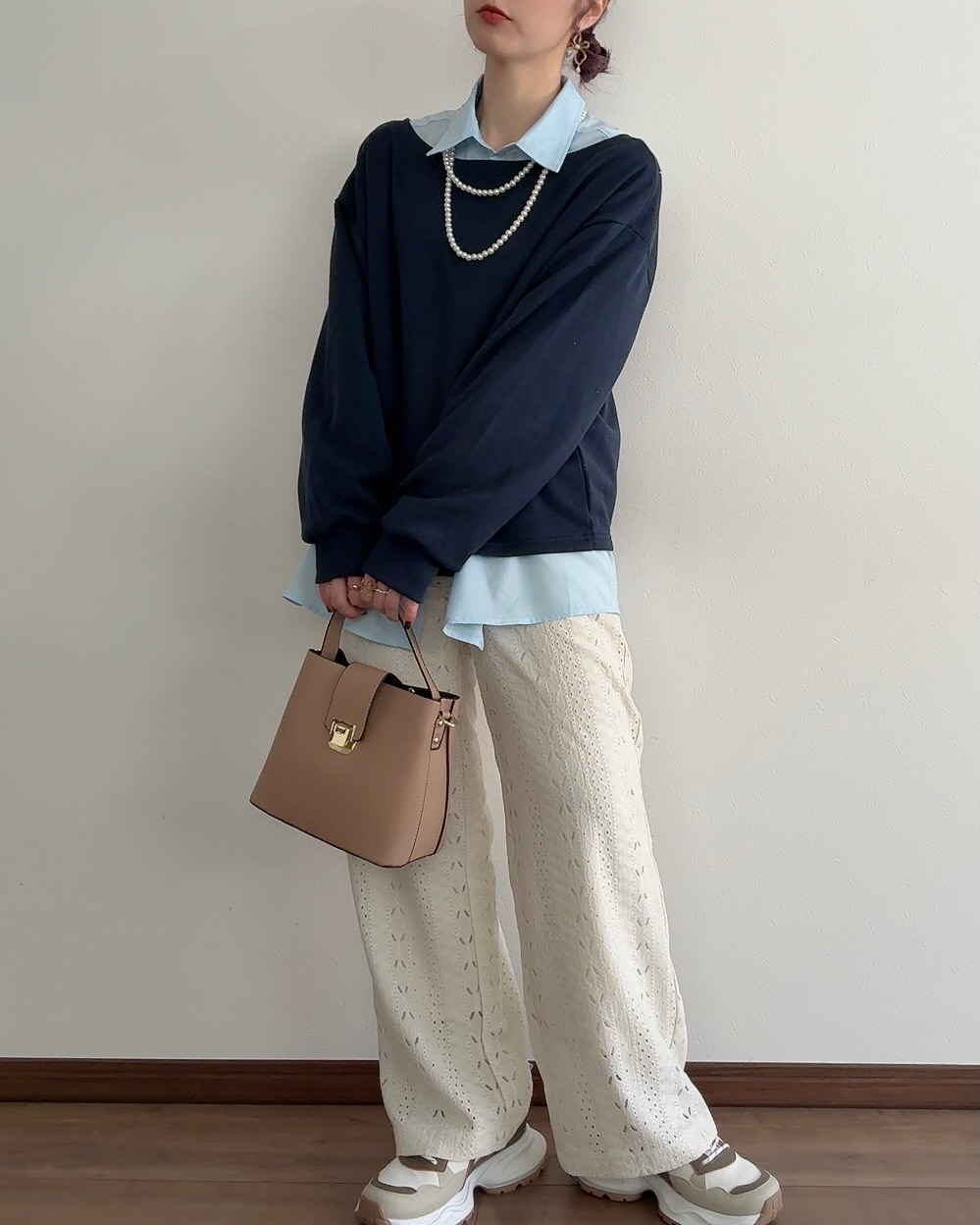 しまむらのカラーシャツコーデ