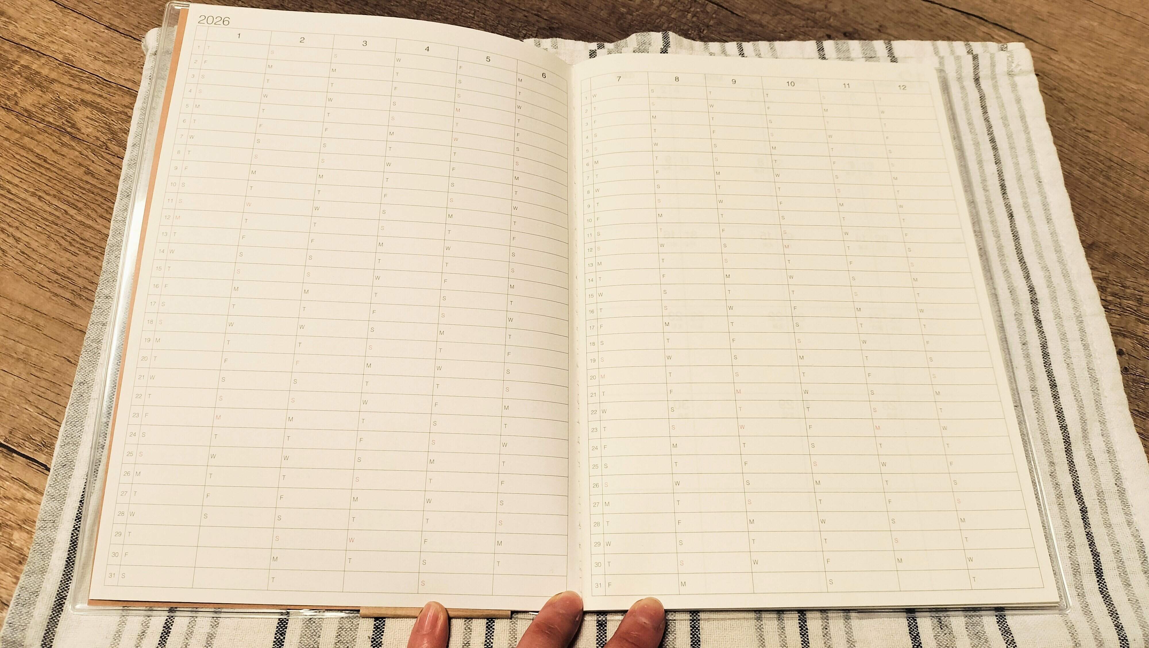 年間カレンダー部分