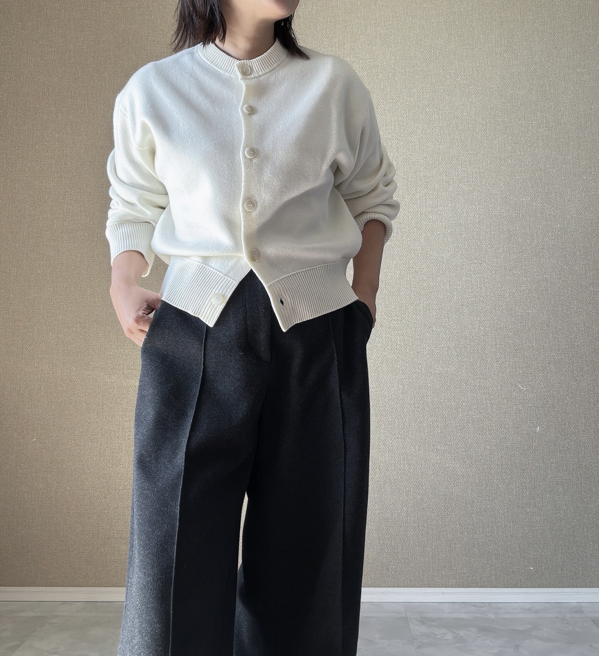 GU スウェットライクドルマンスリーブカーディガン