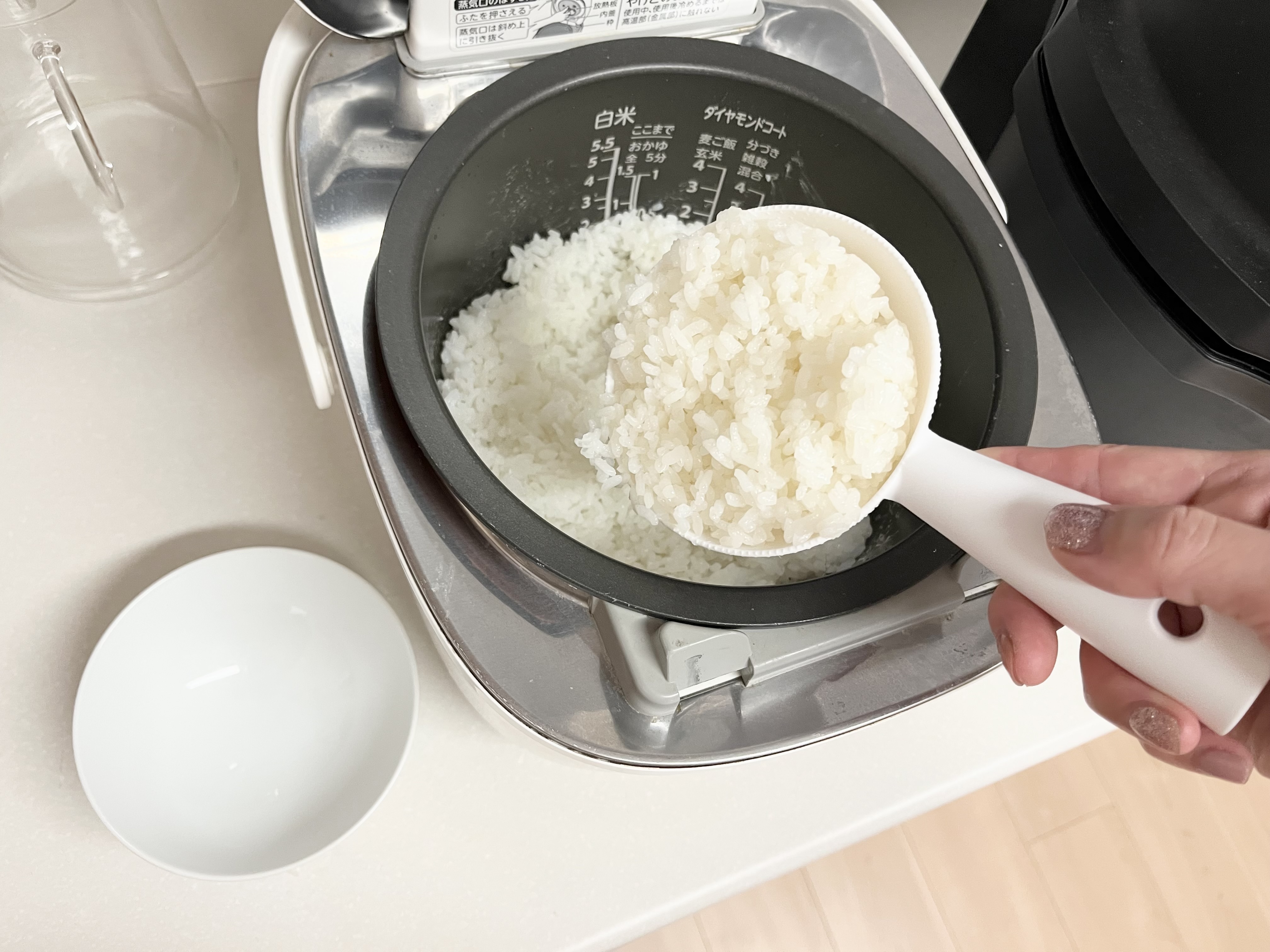 セリアの「一気にすくえるしゃもじ」の使用画像