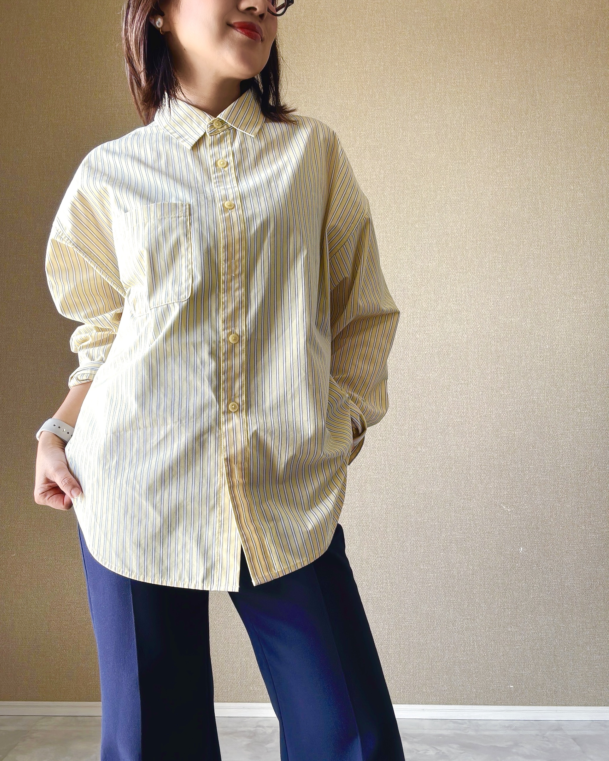 GU ドルマンスリーブストライプシャツ