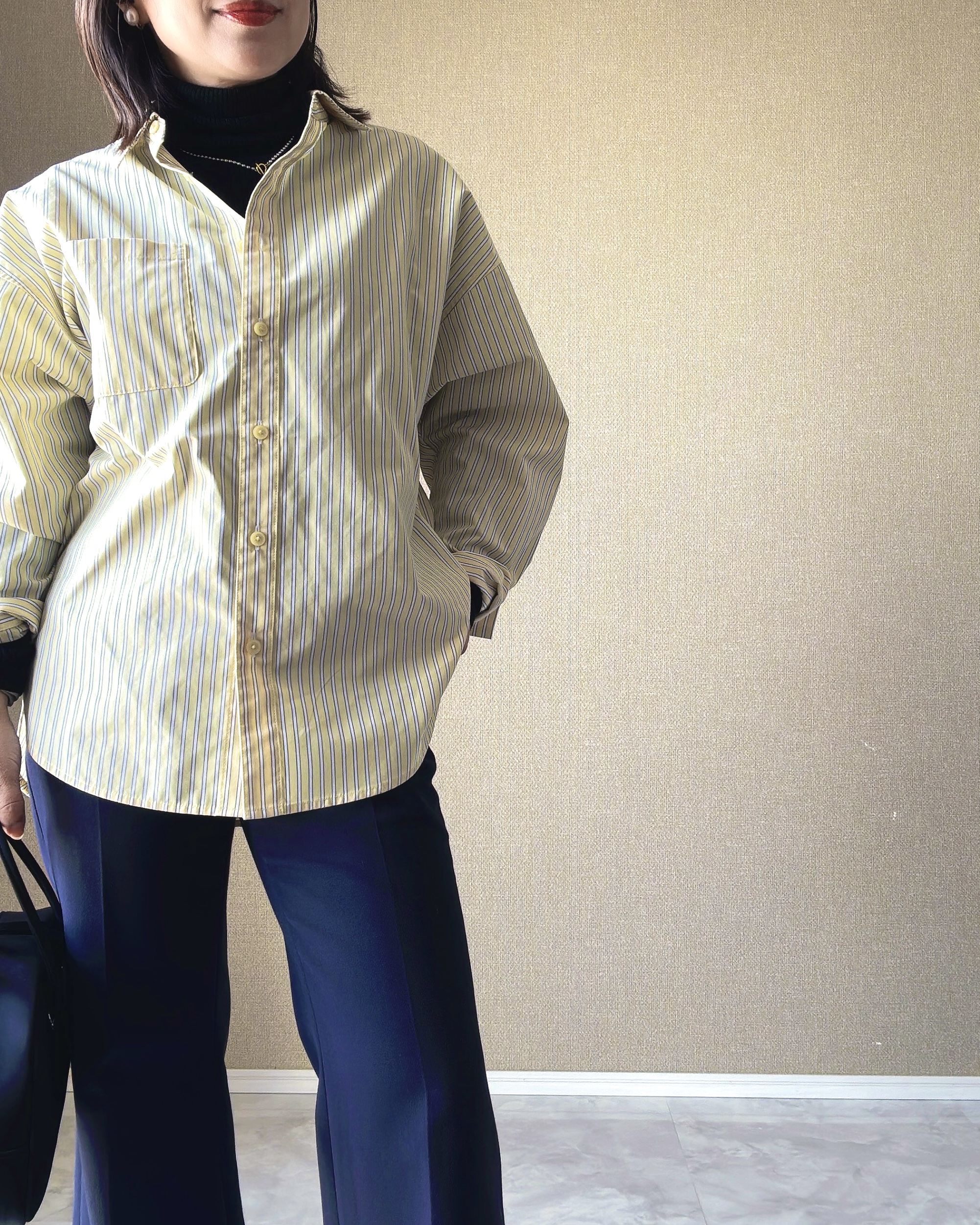 GU ドルマンスリーブストライプシャツ