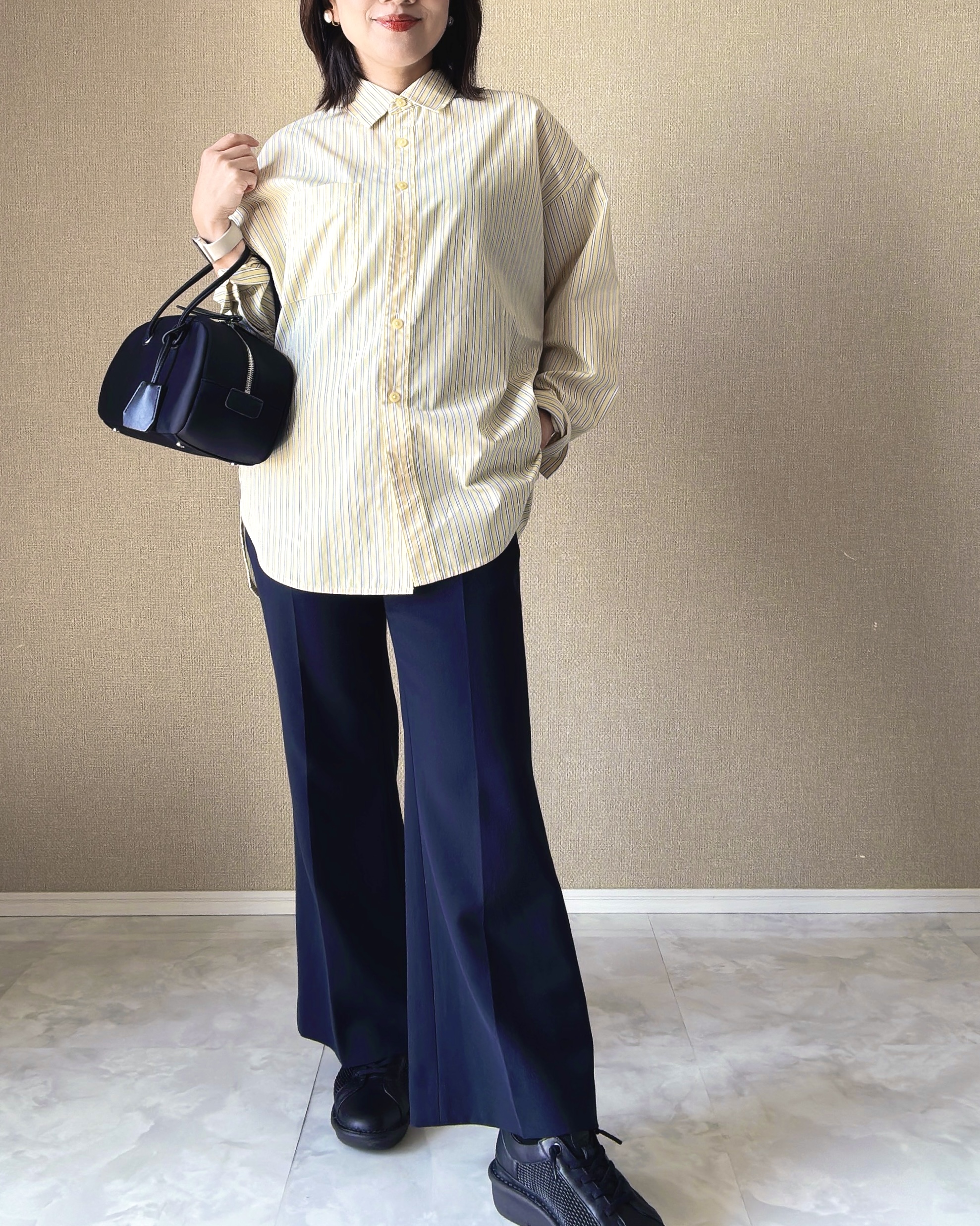 GU ドルマンスリーブストライプシャツ