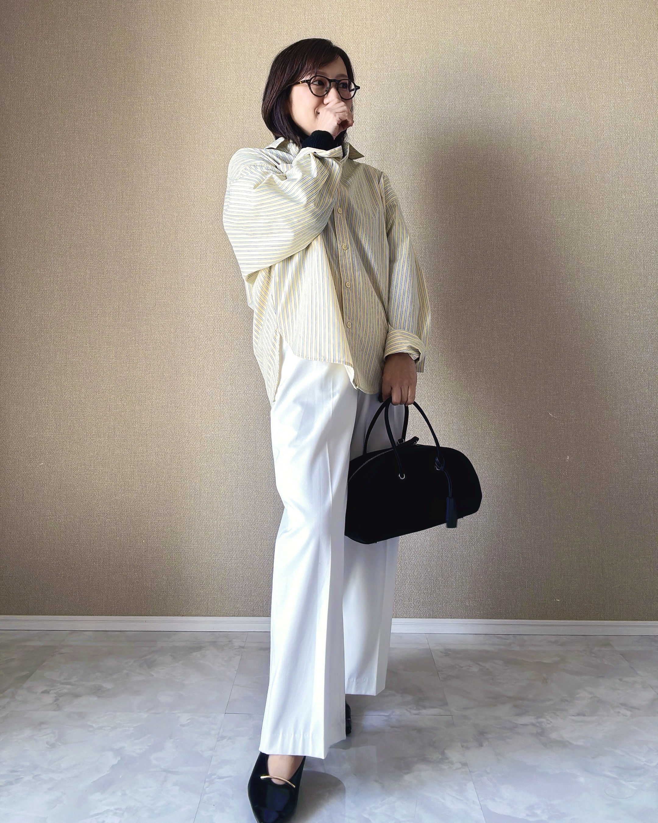 GU ドルマンスリーブストライプシャツ