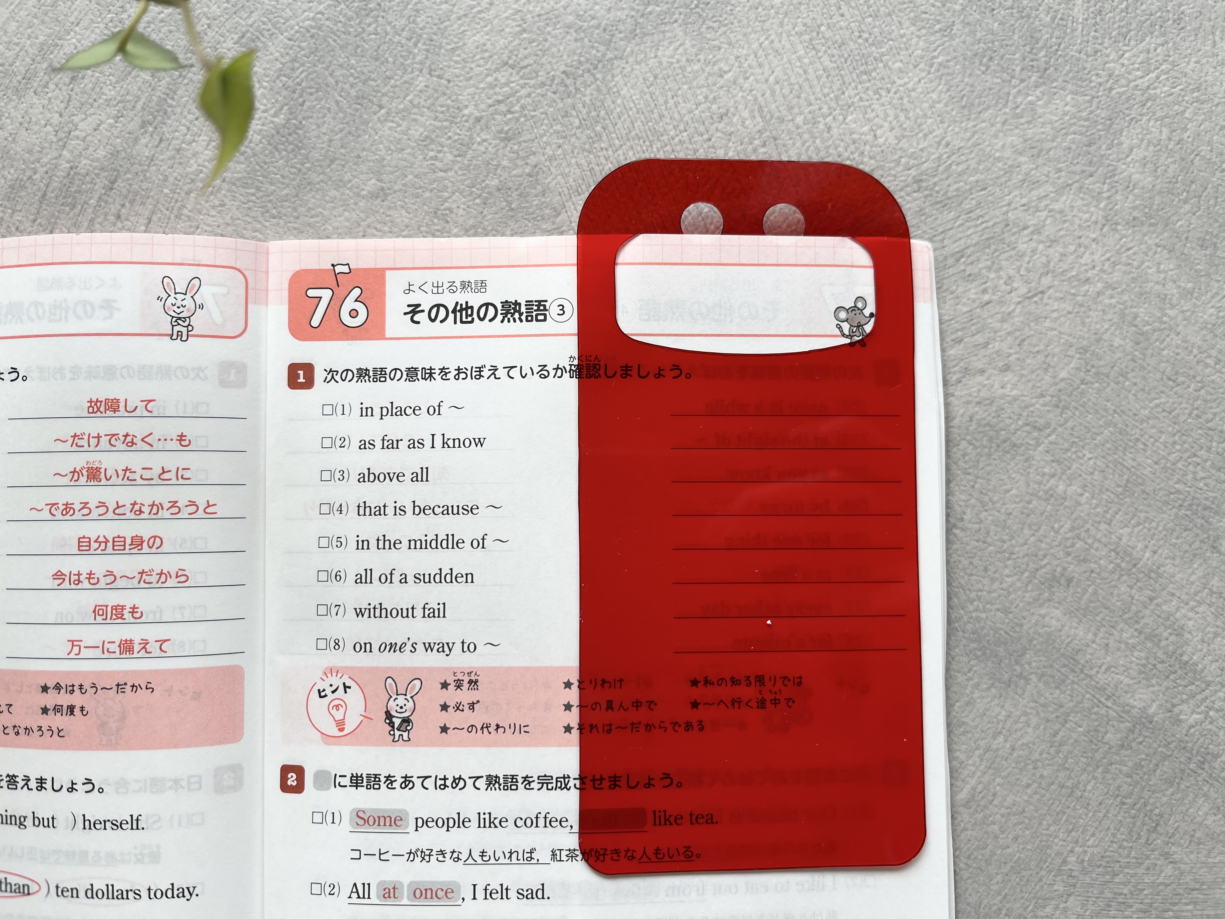 ダイソー「落ちない暗記シート」の使用画像