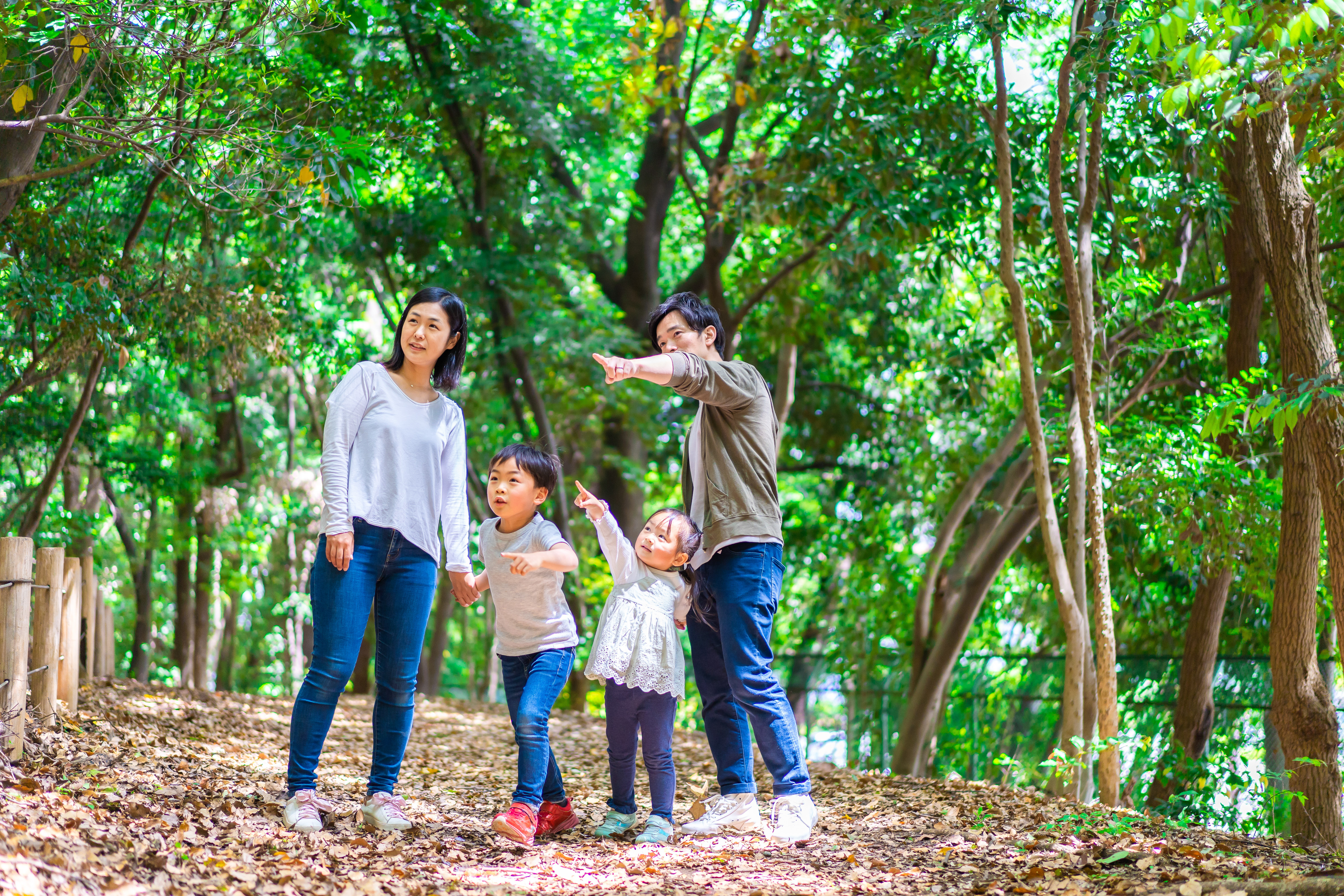 家族でレジャーデニムコーデ