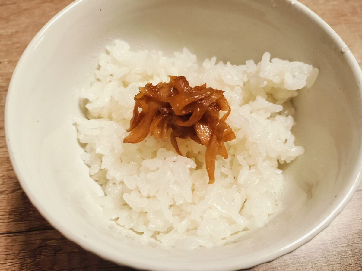 新生姜の甘辛煮とごはん