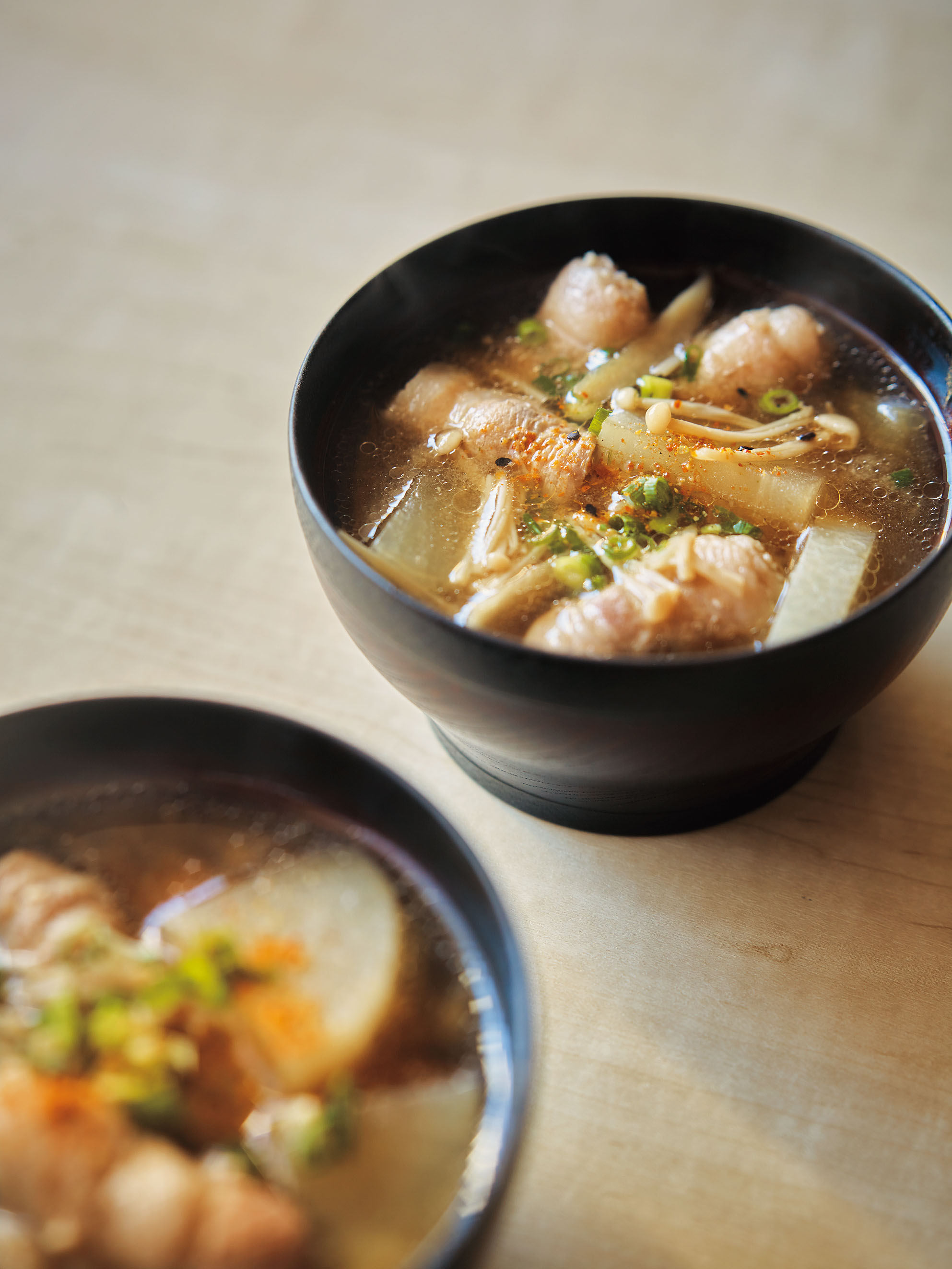 大根とごぼうのくるくる豚汁の画像