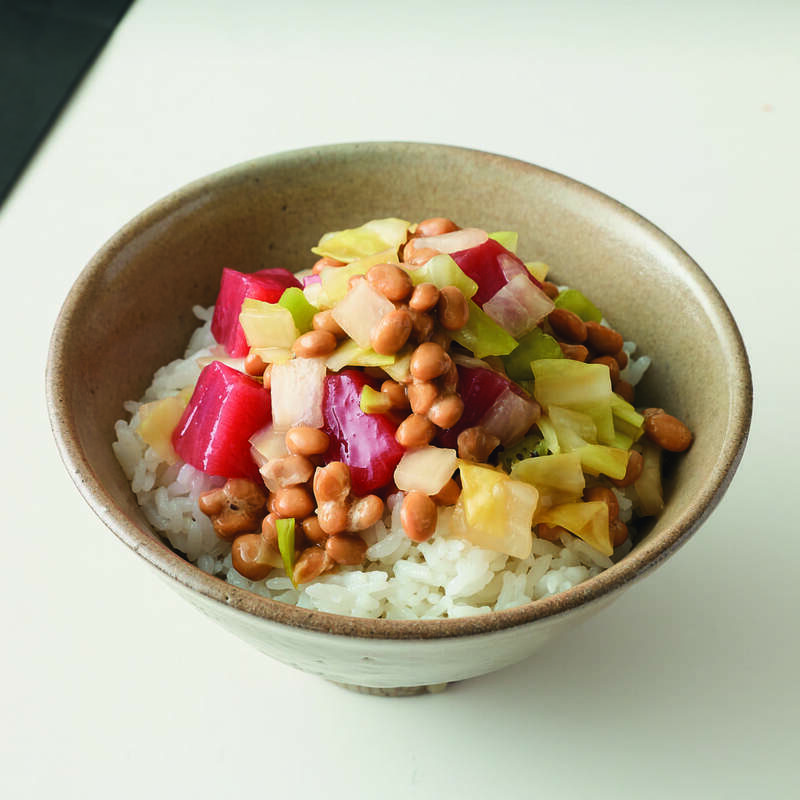 水キムチの豪華納豆丼