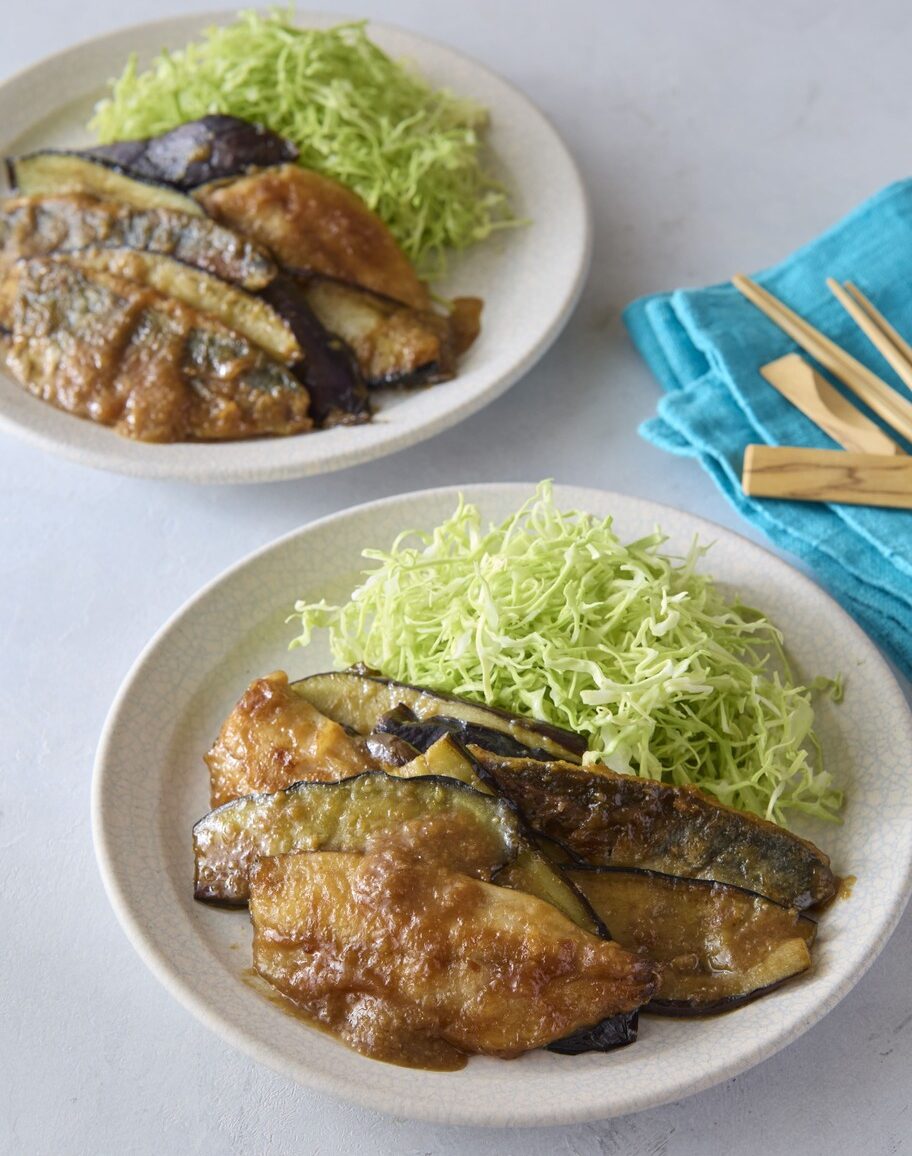 夕ごはんどうする？　なすトマト　あじとなすのみそしょうが焼き