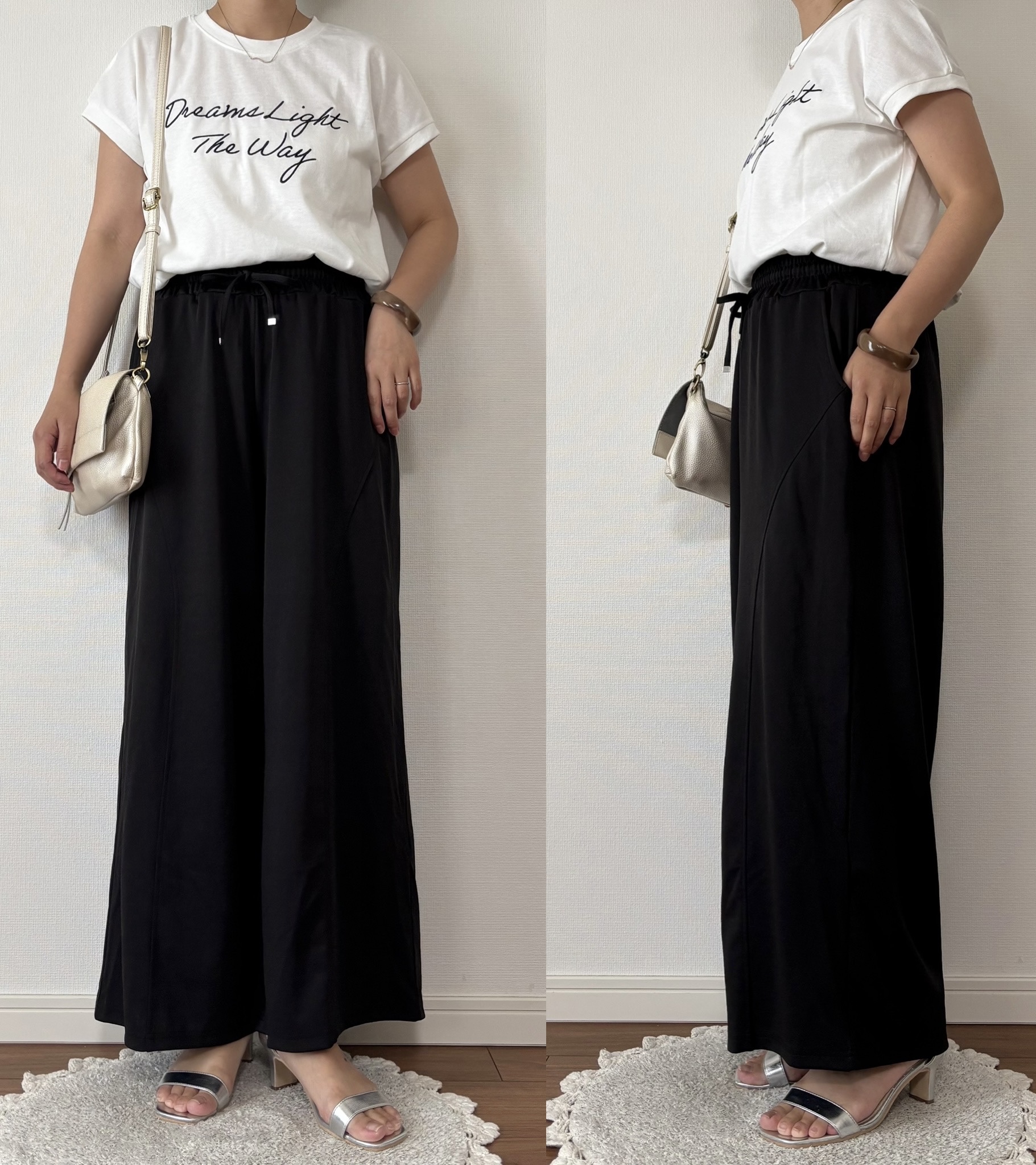 シンプルにTシャツと合わせたコーディネート
