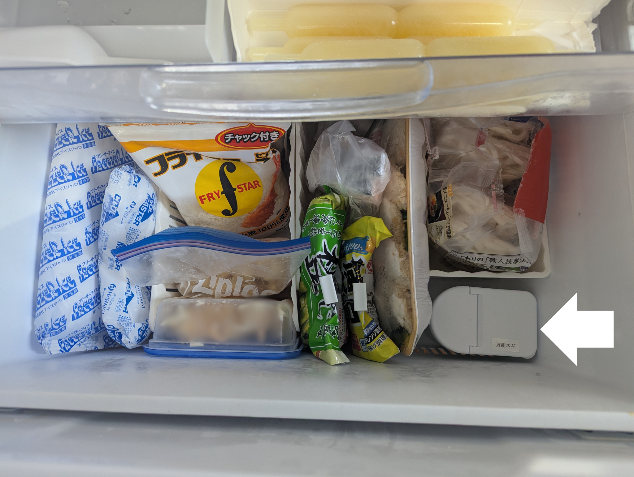 シャカシャカねぎポットは、冷蔵庫のここに入れています