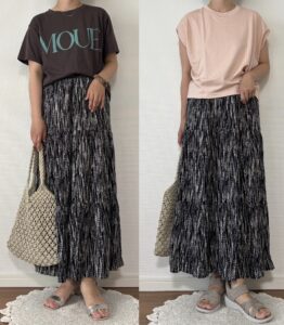 【しまむら】1639円で体型カバーも！大人女子でも甘くなりすぎない優秀ニュアンス柄スカート