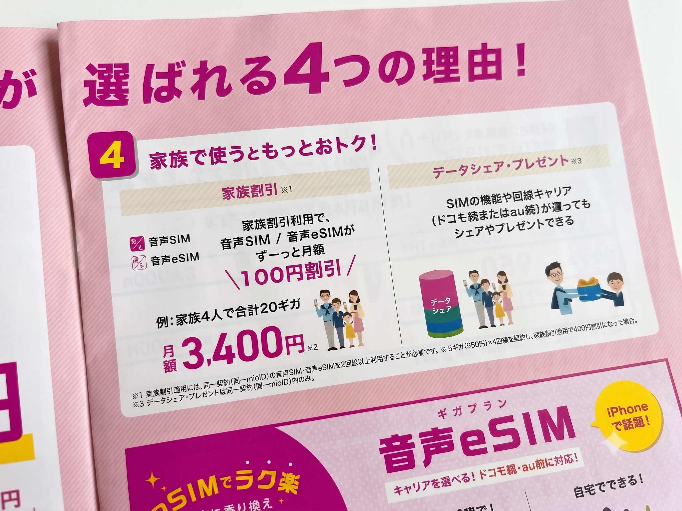 iijmio家族割のパンフレット