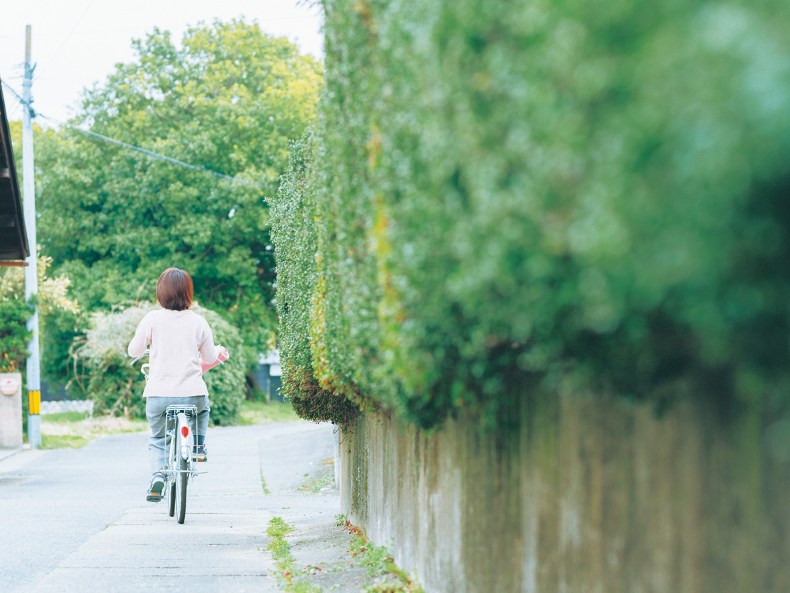 自転車に乗っている後ろ姿