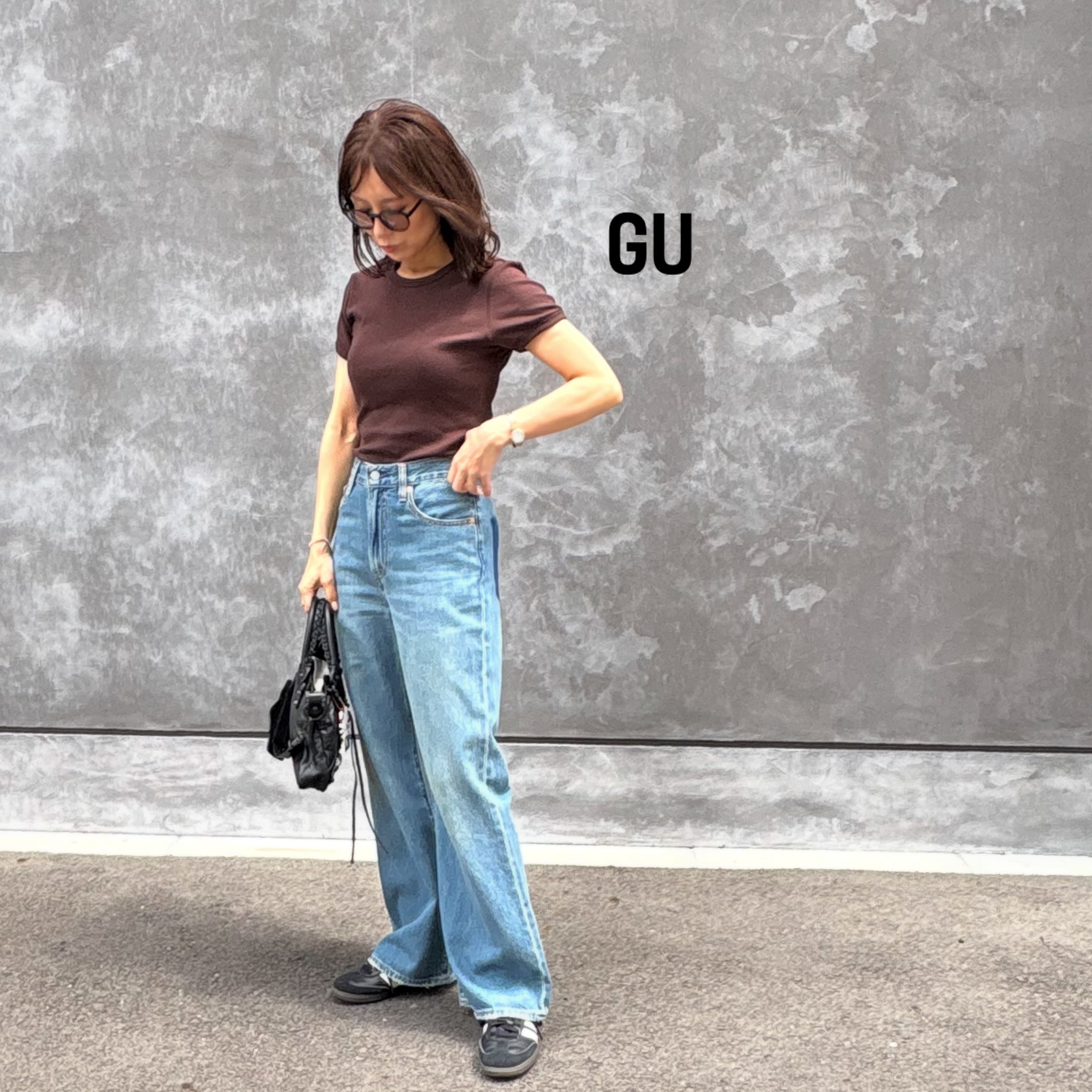 GU「リブクルーネックT」