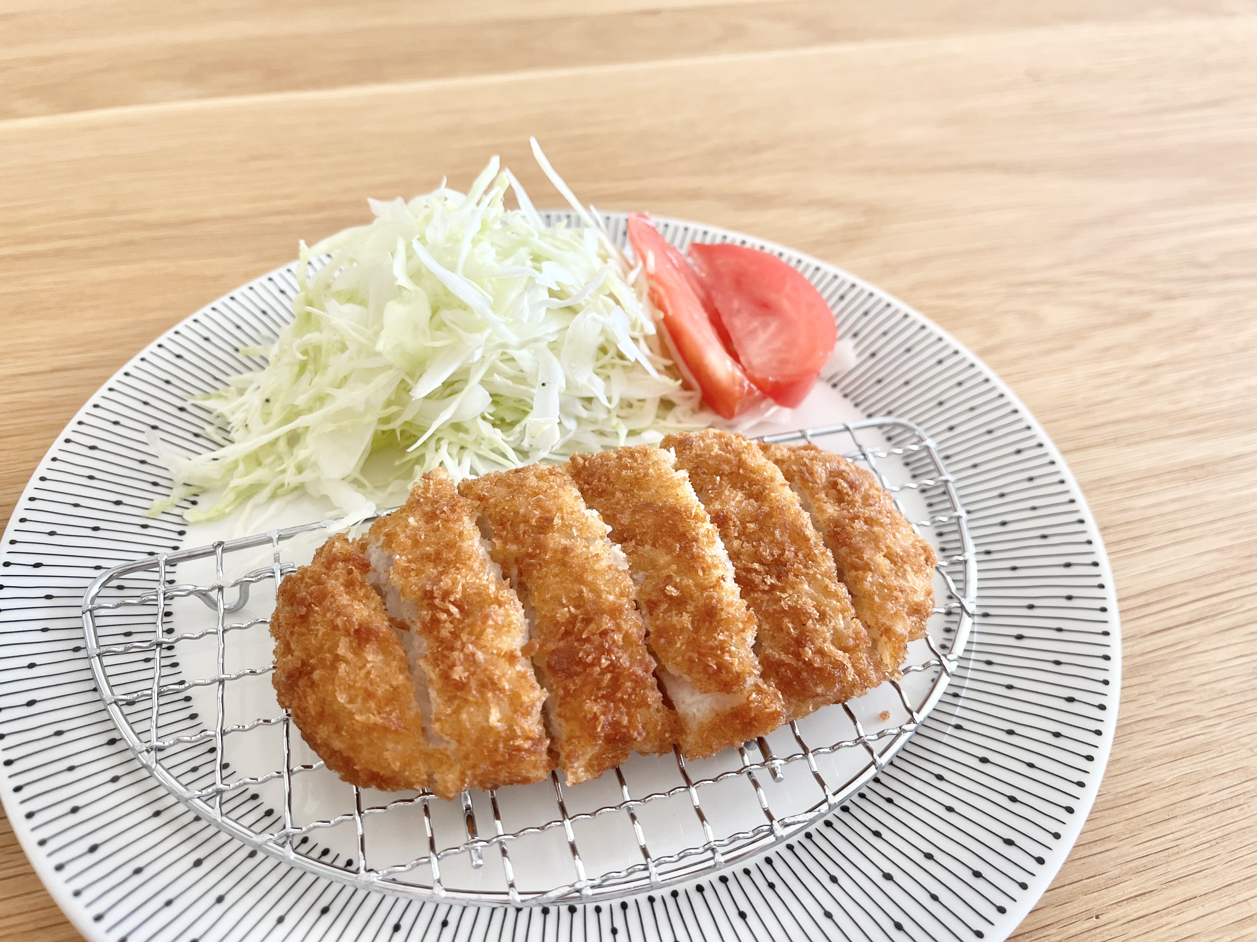 ダイソーの「とんかつ用半月網」の使用画像