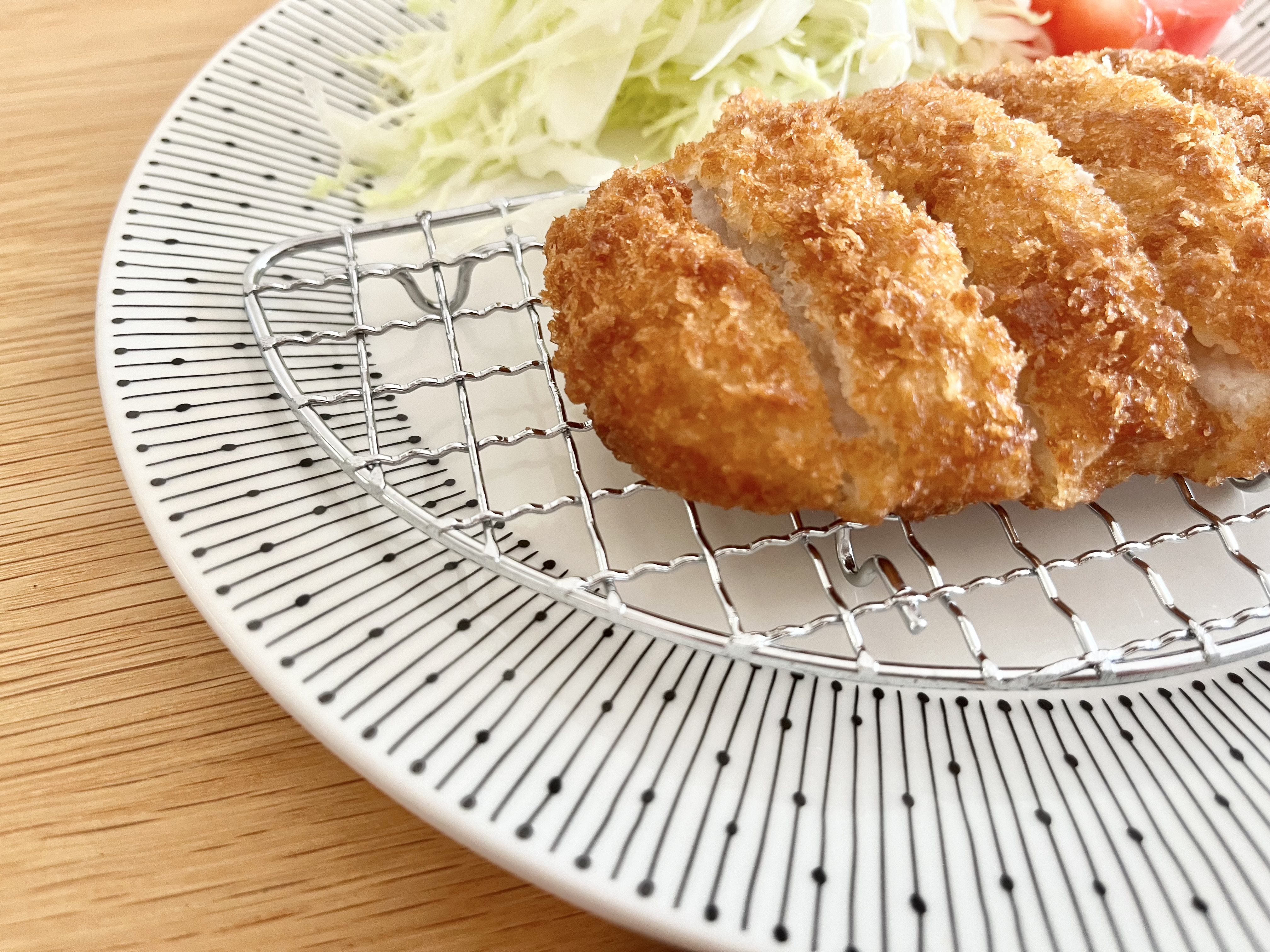 ダイソーの「とんかつ用半月網」の使用画像