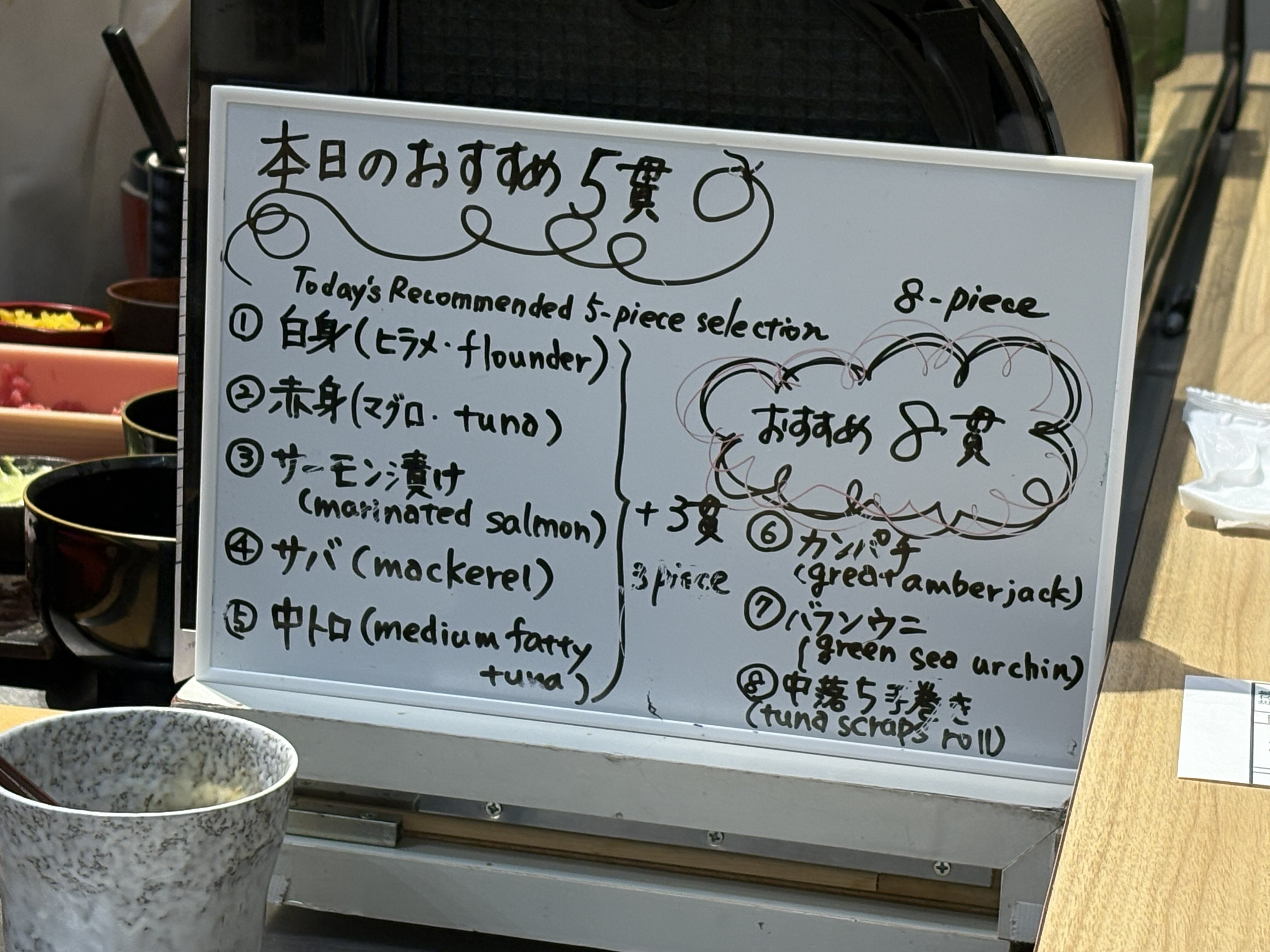 鮨おがわメニューボード